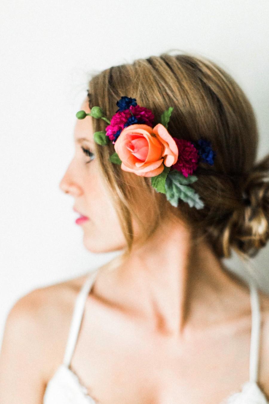 Wedding - Blush + Blue Flower Crown
