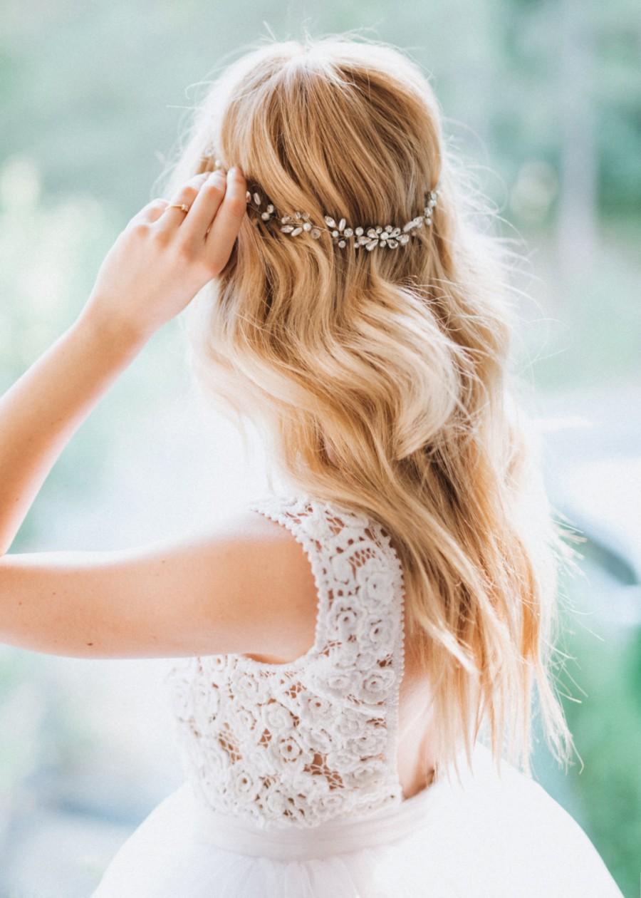 زفاف - Boho Bridal Back Headpiece, Bohemian Headpiece, Wedding Headpiece, Pearl Headband, Wedding Tiara, Wedding Hair Vine, Bridal Headband
