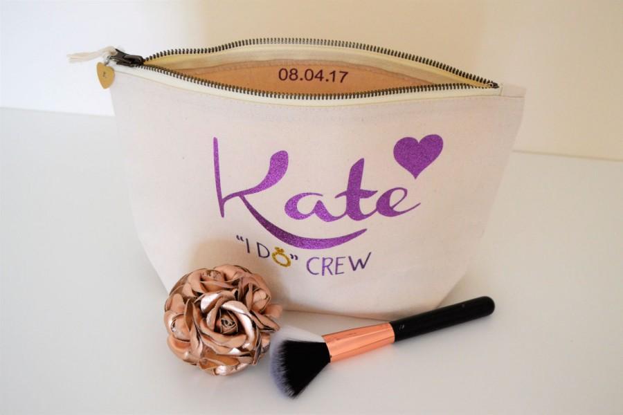 Mariage - Bridesmaid gift bag, make up bag, cosmetic bag, vanity bag, cream Kate bag, personalised Makeup bag