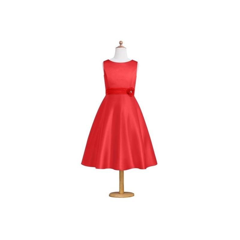 زفاف - Red Azazie Merida JBD - Boatneck Tea Length Bow/Tie Back Organza And Satin Dress - Cheap Gorgeous Bridesmaids Store