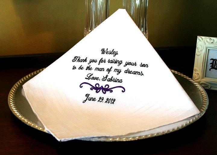 Wedding - Father of the Groom Handkerchief - Hanky - Hankie - For the Bride to Give Father of the Groom - Thank you for Raising the MAN of  MY DREAMS
