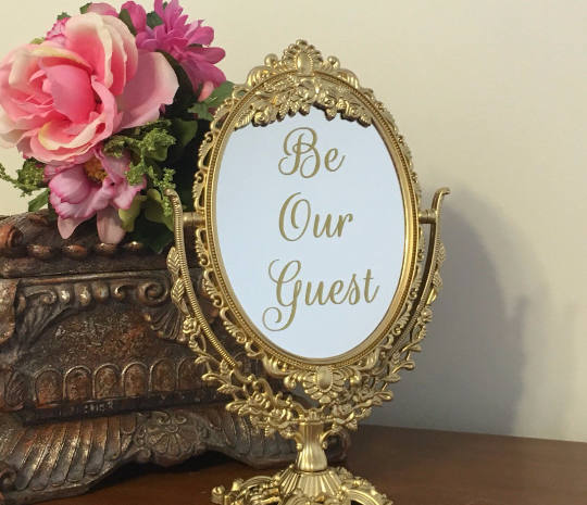 Be Our Guest Mirror Sign Disney Mirror Sign Beauty And The Beast Welcome Mirror Sign Weddbook