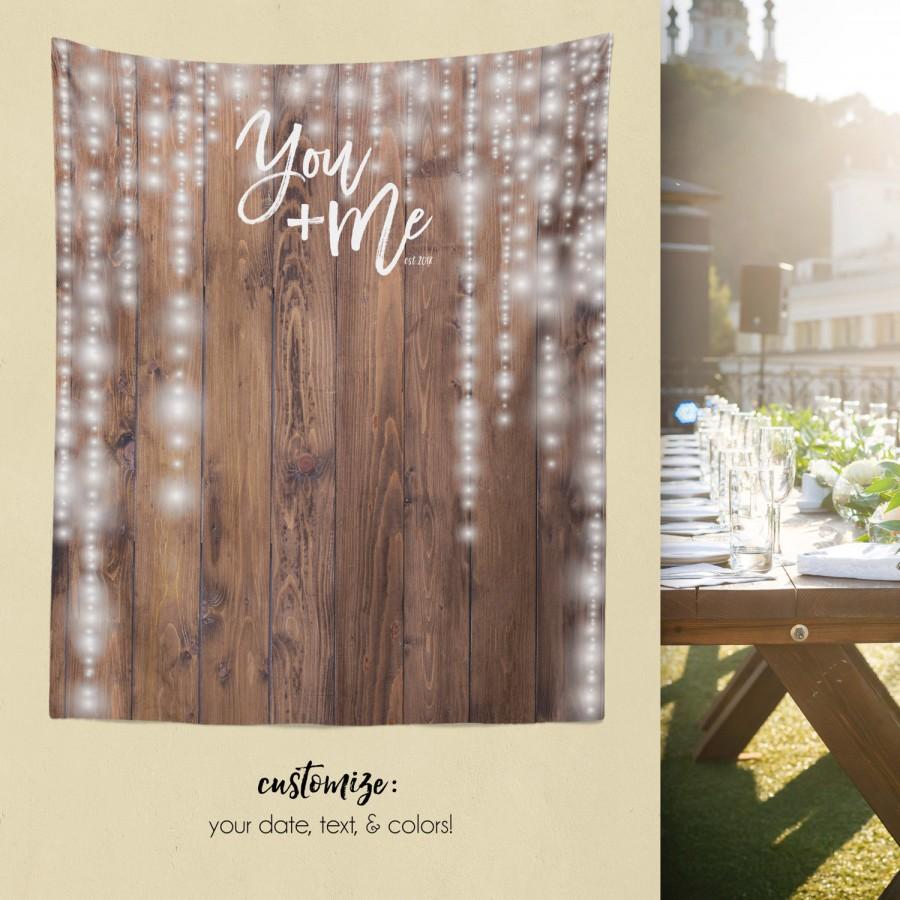 Hochzeit - Woodland Wedding, Rustic Wood Backdrop, Custom Tapestry, Dessert Table Wall, Wedding Backdrop, Step and Repeat // W-G27-TP REG1 AA3