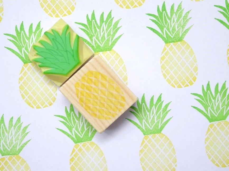 Hochzeit - Pineapple stamp, Tropical fruits, Rubber stamps, Fresh fruits, Custom stamp, Funny stamp, Cute stationery, Scrap booking Wrapping paper idea