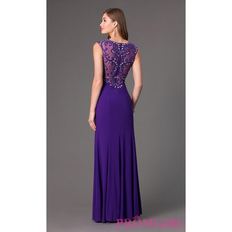 Hochzeit - Floor Length Embellished Sheer Back Dress - Brand Prom Dresses