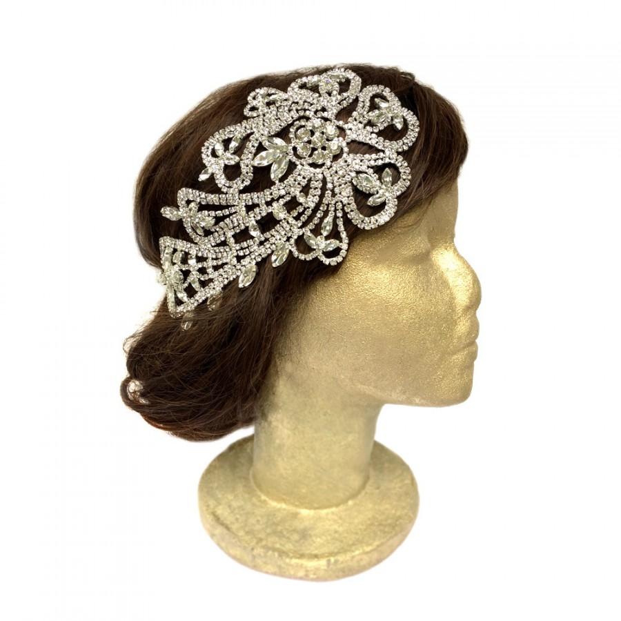 Wedding - Silver Flapper Headpiece, Gatsby Wedding, Rhinestone Headband, 1920s Dress, Bridal Hair Accessories, Wedding Headpiece, Fascinator, Costume