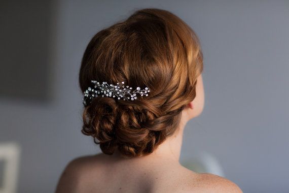 Hochzeit - Wedding Hair Vine With Rhinestones, Bridal Headband Comb Headpiece