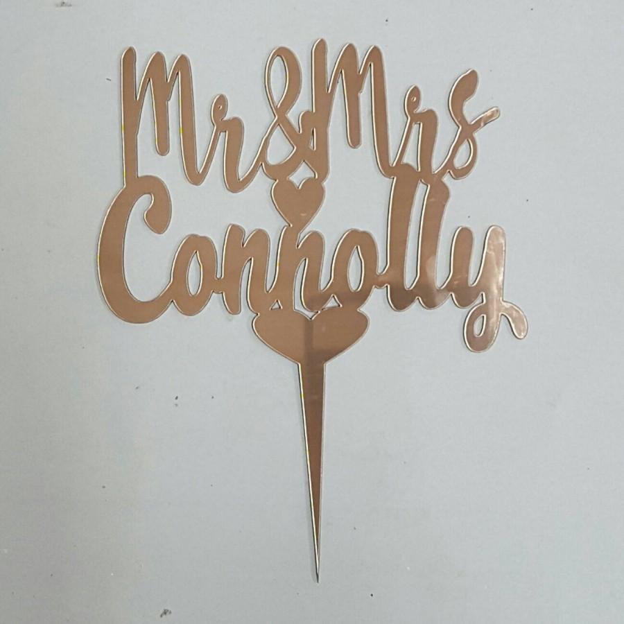 Mariage - Laser Cut Gold Acrylic Plastic Cake Topper for Wedding