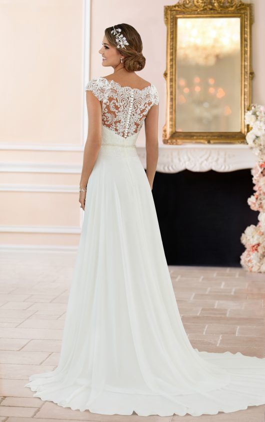زفاف - Off The Shoulder Lace Back Wedding Dress