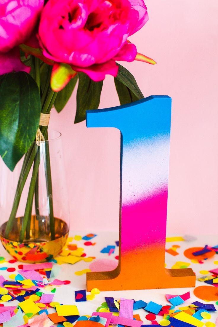 Wedding - DIY GRADIENT SPRAYPAINTED TABLE NUMBERS IN OMBRE BRIGHT COLOURS