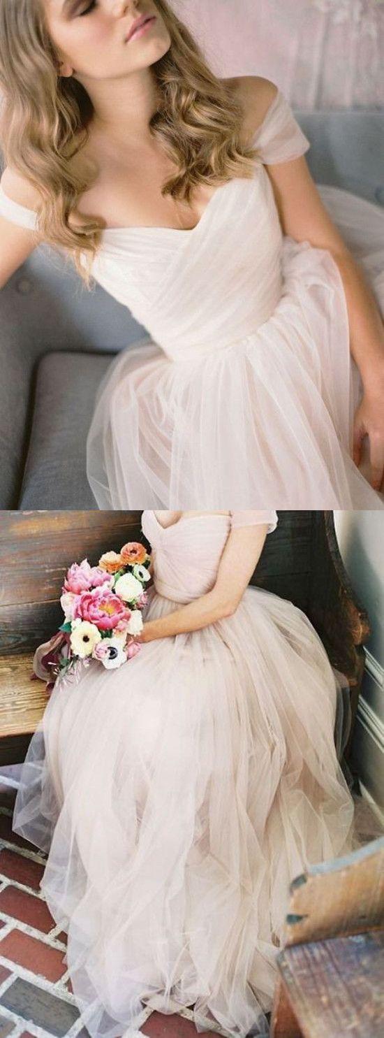 Mariage - Gorgeous A-line Cap Sleeves Long Tulle Wedding Dress Bridal Gown ,Custom Made Evening Dress,17374