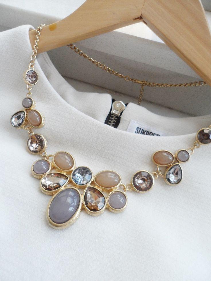 Свадьба - Champagne  And Grey Jeweled Crystal Statement Necklace / Anthropologie Necklace / Chunky Statement Necklace / Bib Necklace / Jcrew Necklace