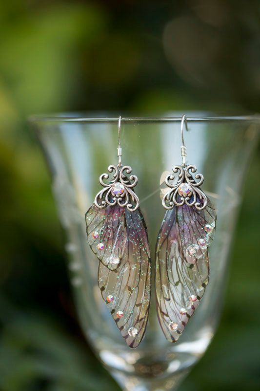Mariage - Sugar Plum Fairy Wing Silver Earrings