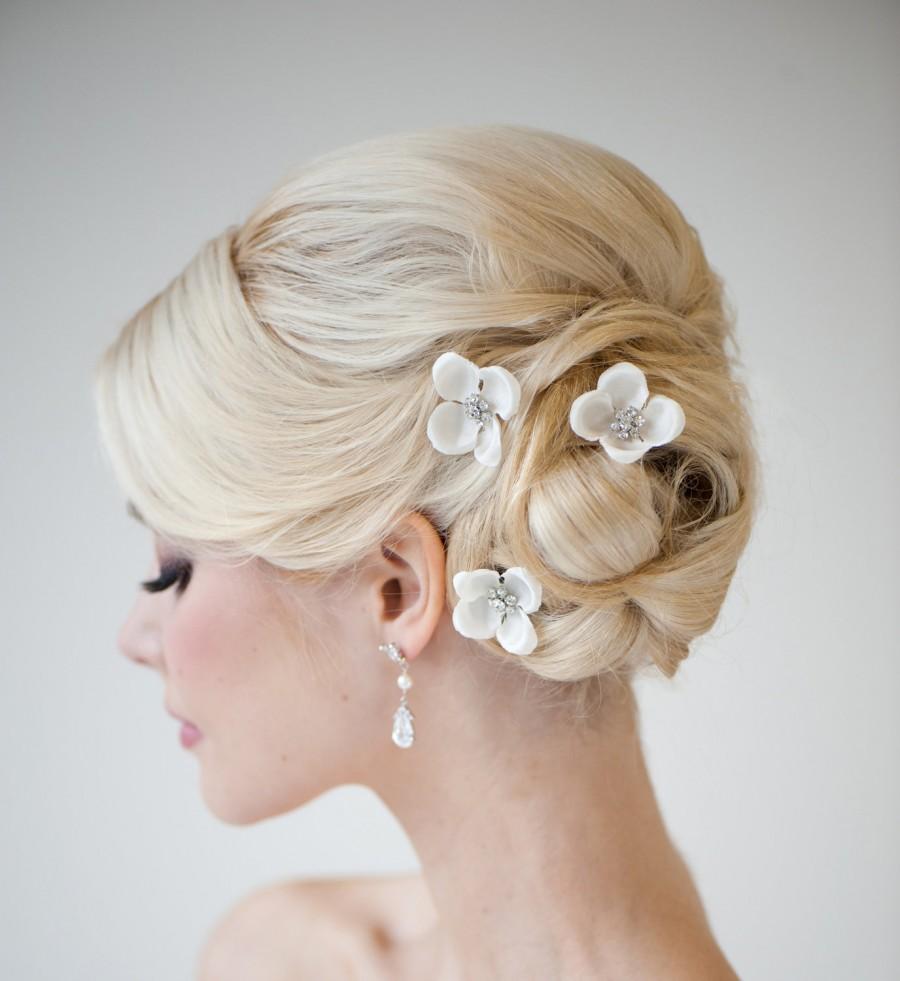 Wedding - Silk Flower Hair Pins, Bridal Hair Pins, Weddiing Hair Pins, Bridal Flower Hair Accessories - ALAIS