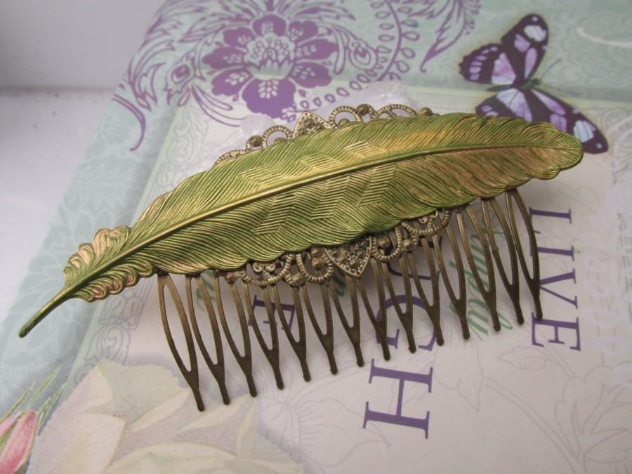 Wedding - Big Feather Hair Comb Woodland Wedding Vintage Hair combs Bridal Hair Accessories Decorative Combs feather Hair comb