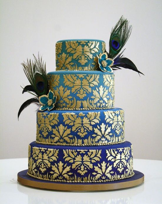 Hochzeit - Peacock Feather Wedding Cake