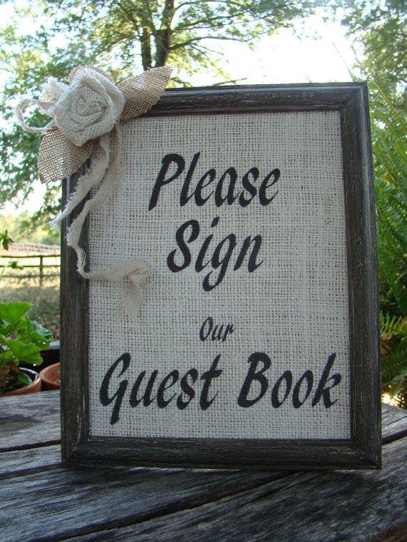 Hochzeit - Burlap Guest Book Sign Wedding Guest Book Sign By TwiningVines