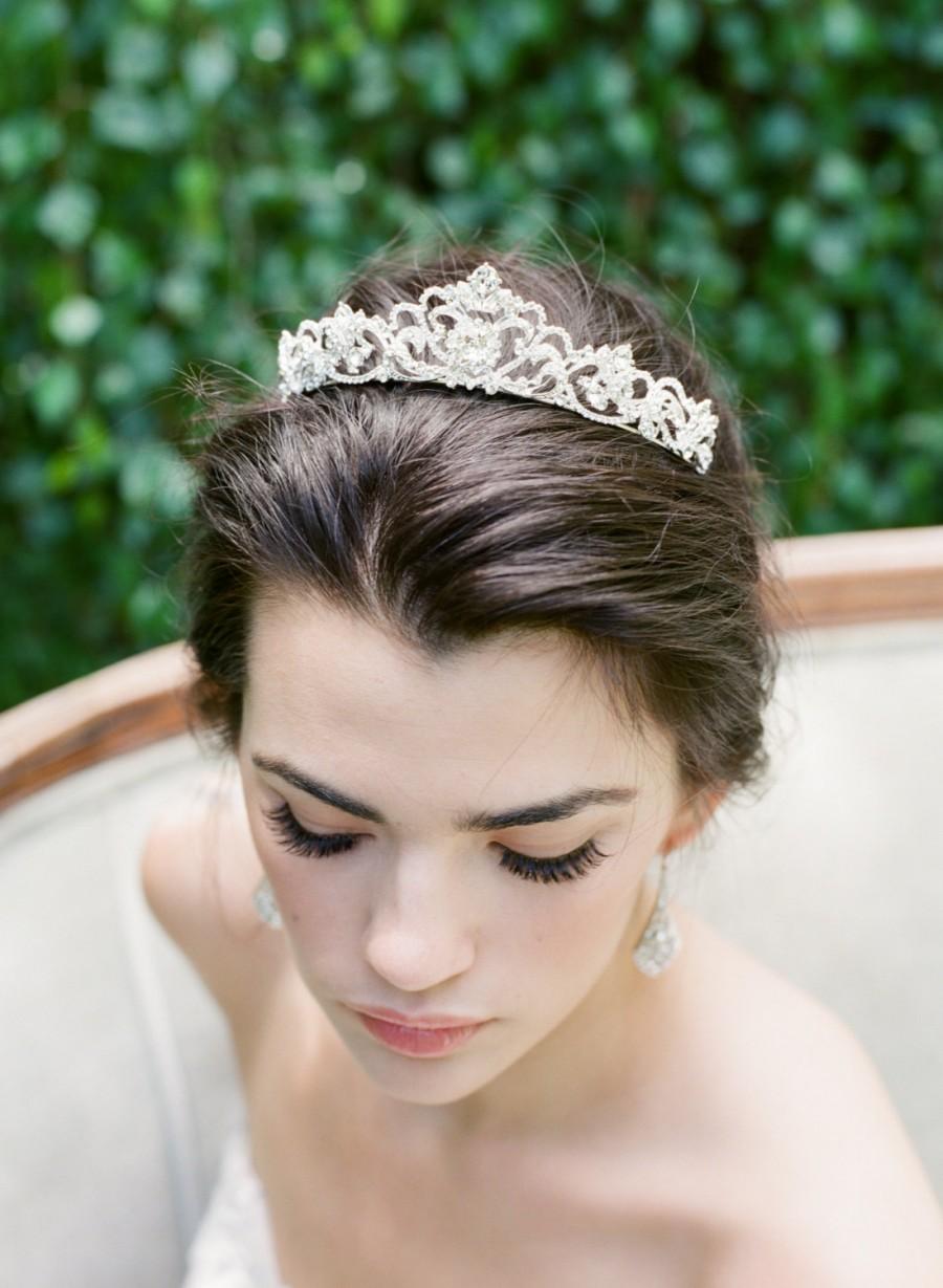 زفاف - Bridal Tiara Crystal Heart Tiara - SELINA, Swarovski Bridal Tiara, Crystal Wedding Crown, Rhinestone Tiara, Wedding Tiara, Diamante Crown