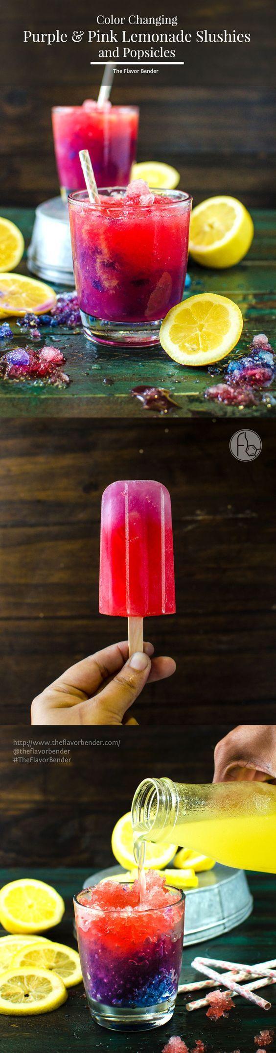 Hochzeit - Color Changing Purple And Pink Lemonade Slushies And Popsicles
