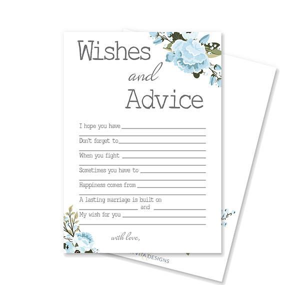 Свадьба - Printable Bridal Shower Advice Card 
