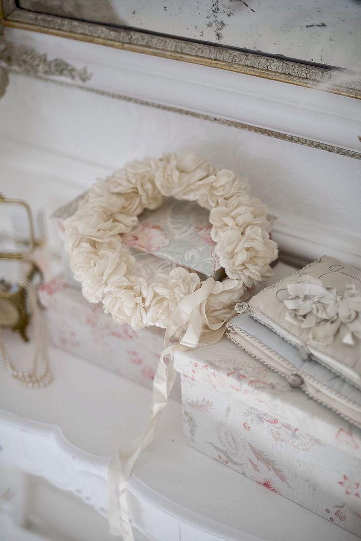 Mariage - Stunning Antique French Silk Wedding Flower Crown