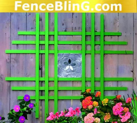 Mariage - Outdoor Wall Art Metal Flower Insert Fence Bling In Green