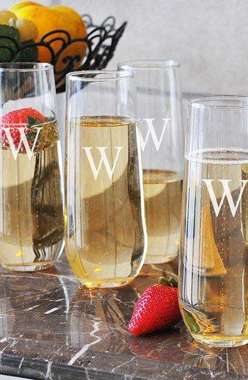 Hochzeit - Personalized Stemless Champagne Flutes (Set Of 4) 