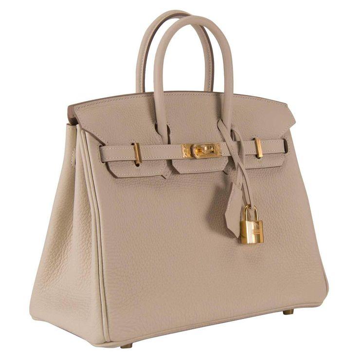 Hochzeit - Hermes Handbag Birkin 25 Togo Craie Gold Hardware 2015