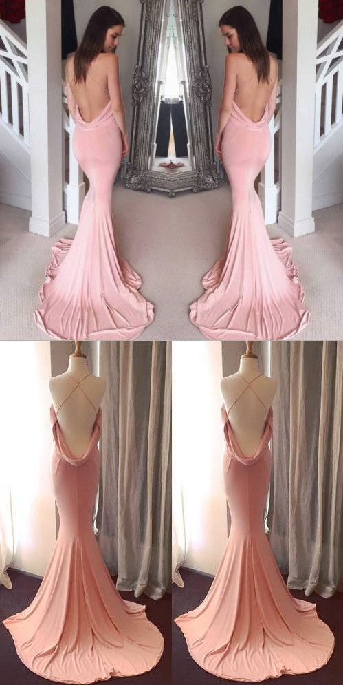 زفاف - Sexy Mermaid Long Pink Prom Dress Evening Dress With Criss Cross Back From Modseleystore