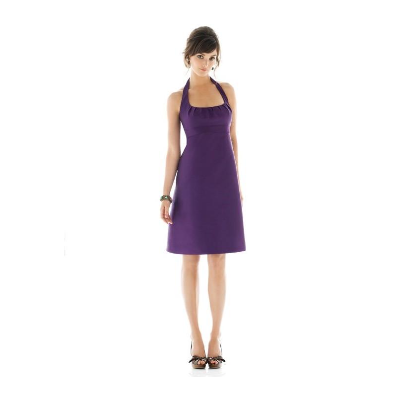 زفاف - 2017 Tempting Purple Simple Design Satin Halter Knee Length Faddish Bridesmaid Dress In Canada Bridesmaid Dress Prices - dressosity.com
