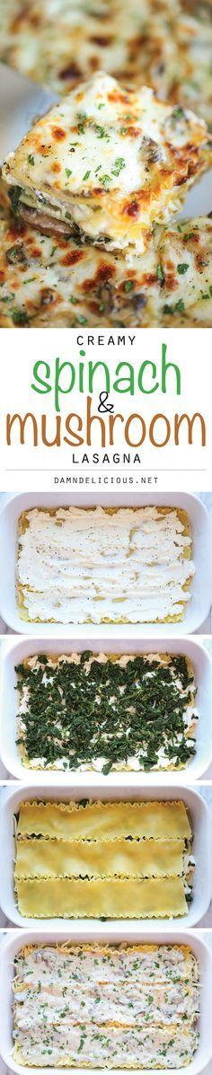Hochzeit - Creamy Spinach And Mushroom Lasagna