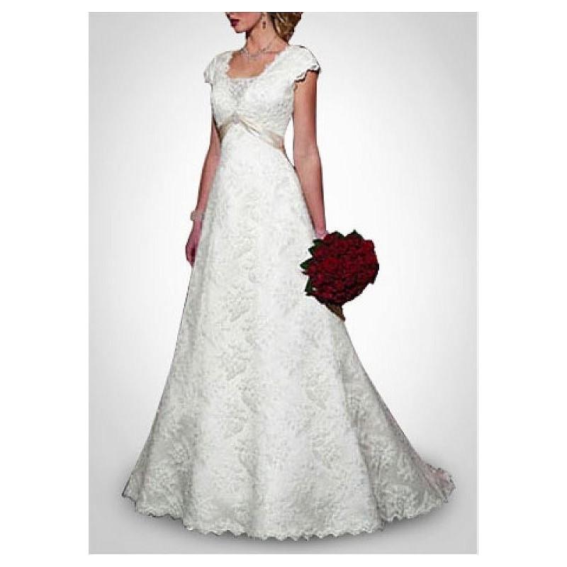 Mariage - Beautiful Elegant Satin & Lace A-line Wedding Dress In Great Handwork - overpinks.com
