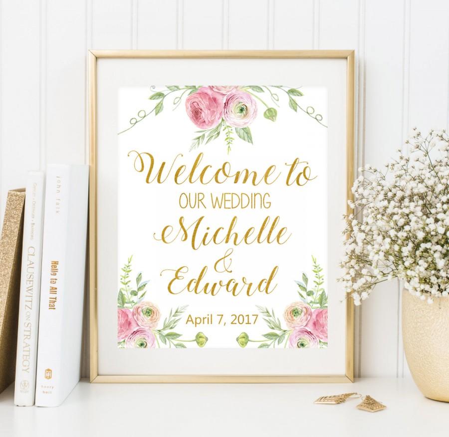 Mariage - Welcome To Our Wedding Welcome Wedding Sign Custom Welcome Sign Printable Welcome Sign  Floral Welcome Sign Personalized wedding Sign