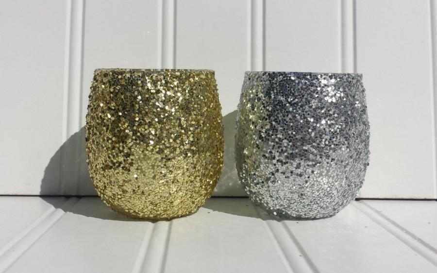 Свадьба - Glitter Votive Vases- Available in Many Colors