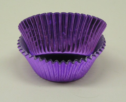 زفاف - 50 Purple Foil Cupcake Liners, Purple Foil Baking Cups - Professional Grade and Greaseproof