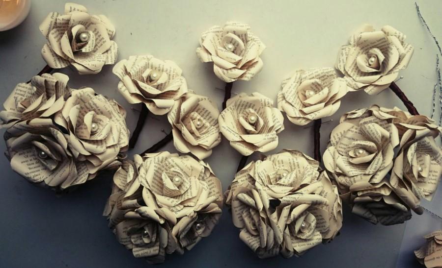 زفاف - Harry Potter Inspired Paper Rose Posie Bouquet and Buttonholes- Unique Geek Inspired Flowers Using Real Book Pages