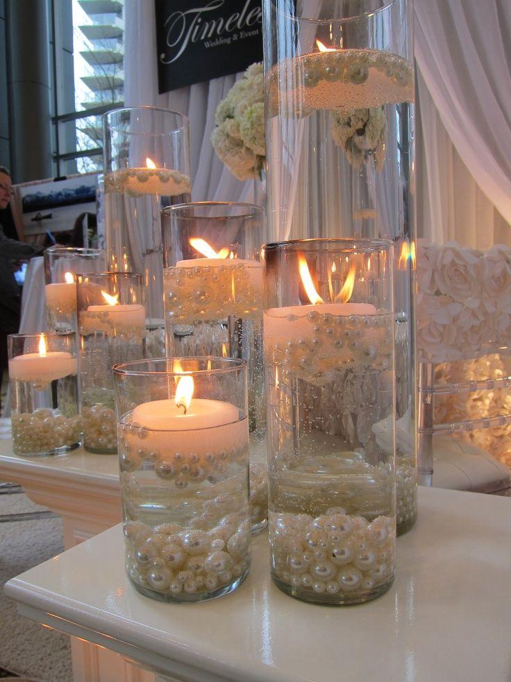 Wedding - Candles With Pearls 