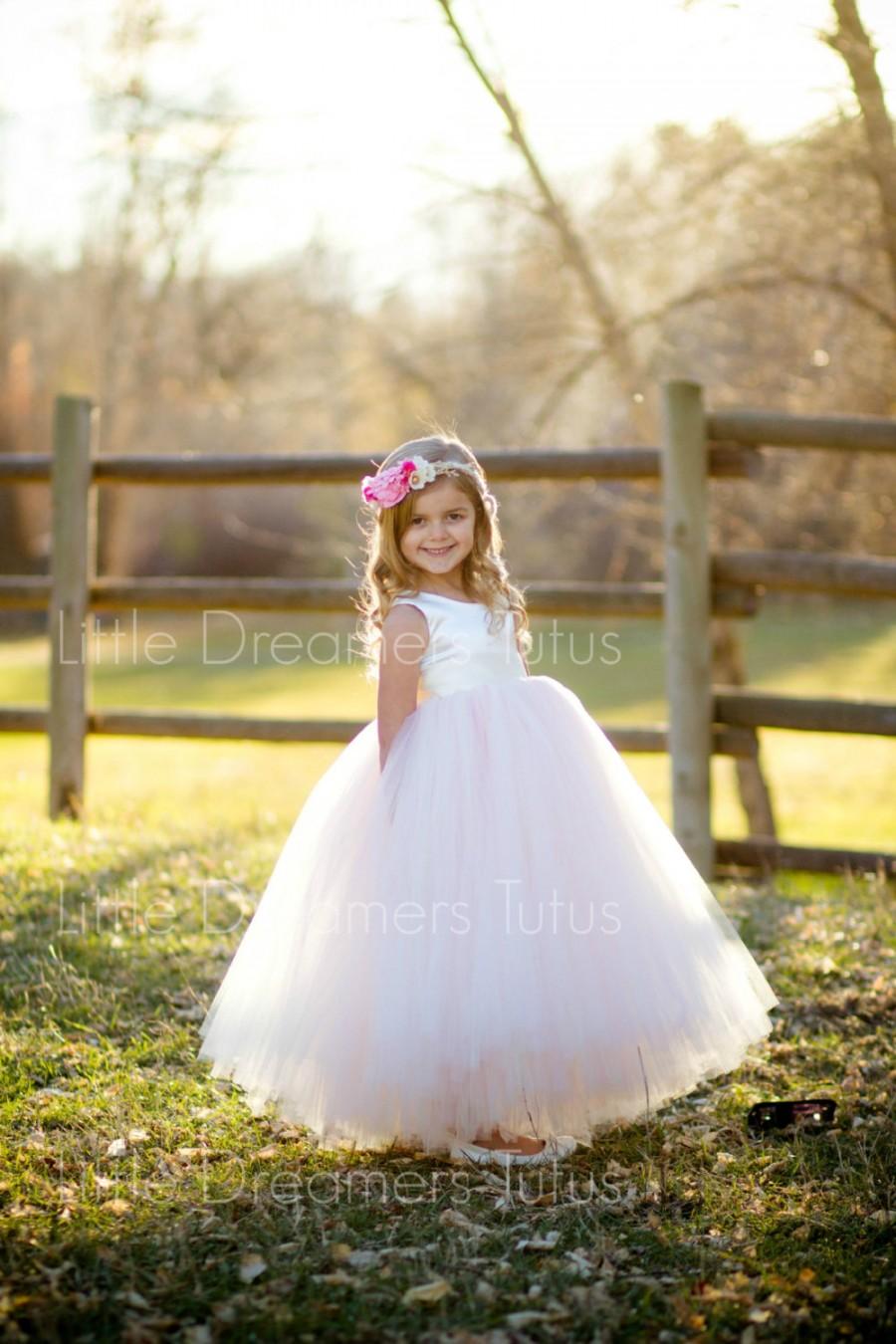 Hochzeit - NEW! The Juliet Dress in Ivory/Pink- Flower Girl Tutu Dress