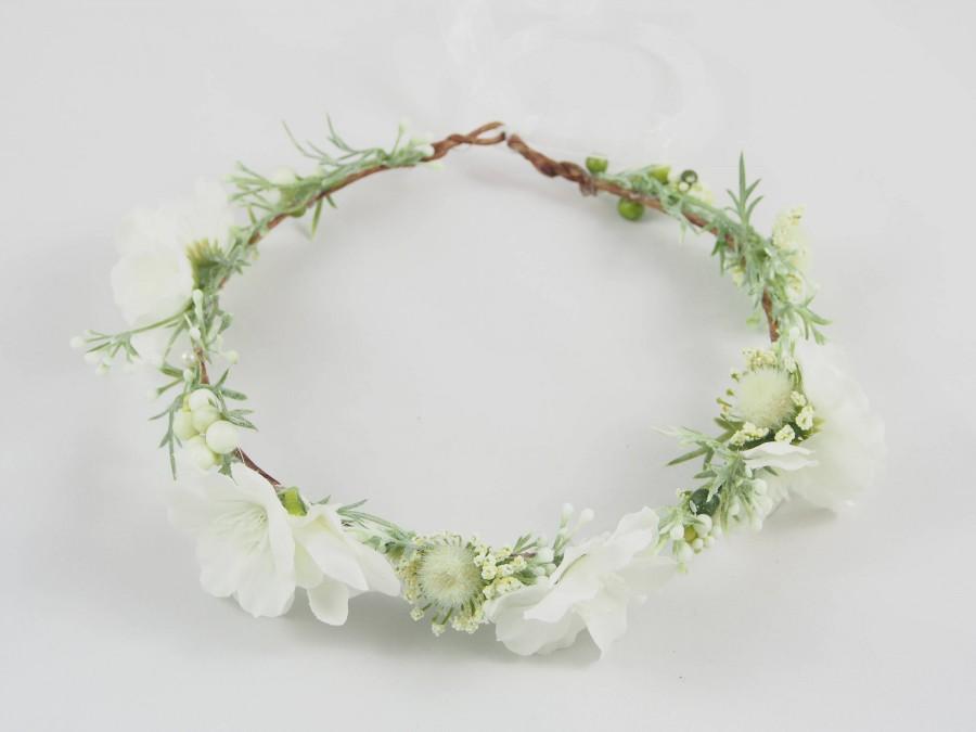 Hochzeit - White flower crown, wedding flower crown, bridal flower crown ,flower headband, boho flower crown, romantic flower crown