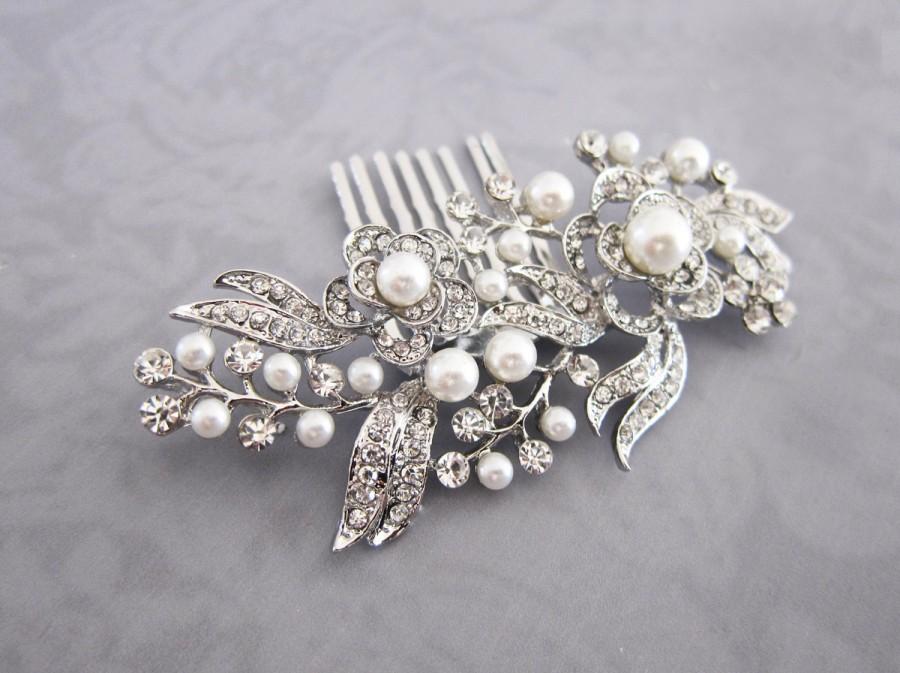 Molly Pearl Wedding Crystal Rhinestones Diamante Vintage Bridal Hair Comb Clip