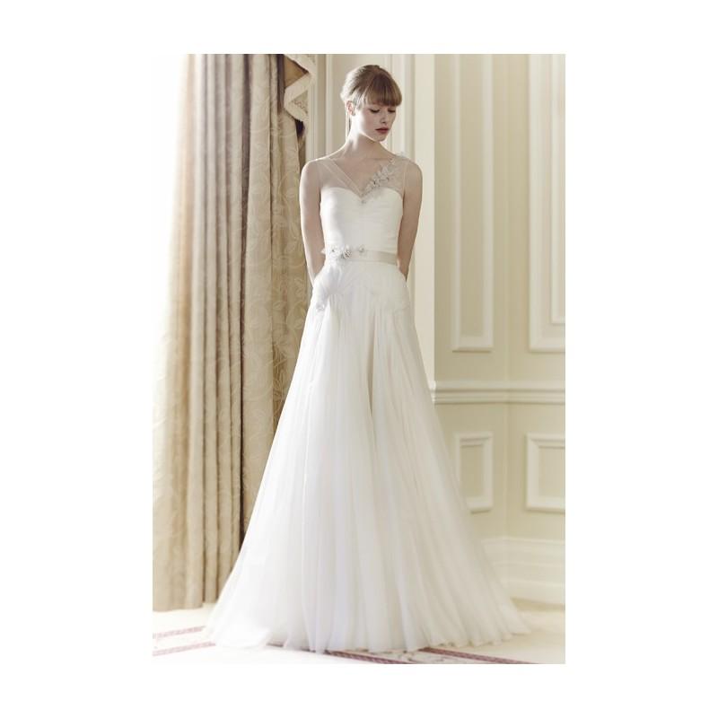 Hochzeit - Jenny Packham - Spring 2014 - Kitty A-Line Wedding Dress with Illusion Straps - Stunning Cheap Wedding Dresses