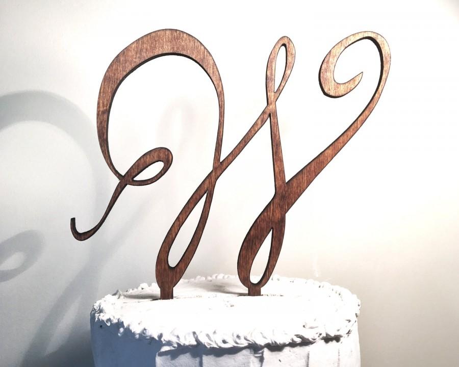 Mariage - Wooden Wedding Cake Topper: Letter W, Monogram Cake Topper, Rustic Cake Topper, Handmade Cake Topper