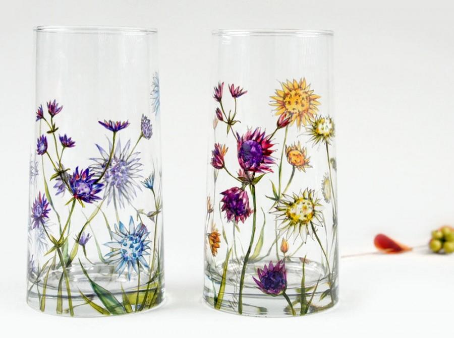 Wedding - Glass Tumblers, Set of 2  - Astrantia Design