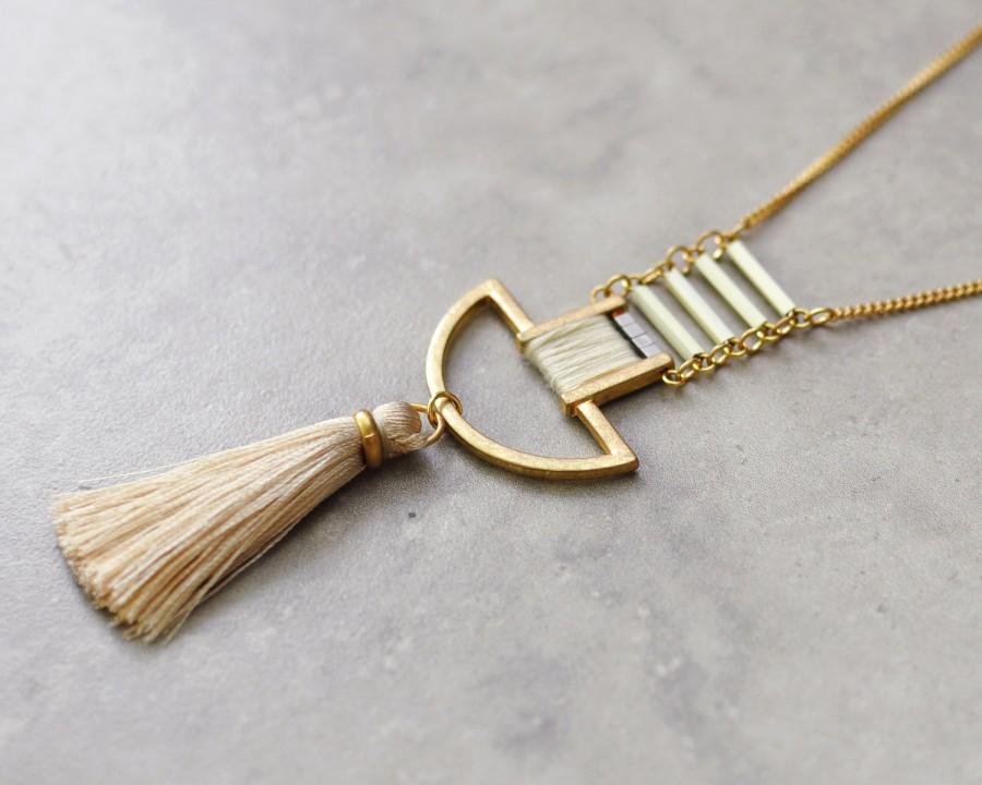 Mariage - Boho necklace, bohemian necklace, long necklace, pendant necklace, tassel necklace, tribal necklace, gypsy jewelry, gold necklace
