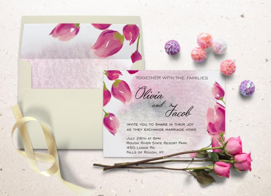 زفاف - Wedding invitation. Printable wedding invitation, Watercolor wedding invite, Floral wedding invitation