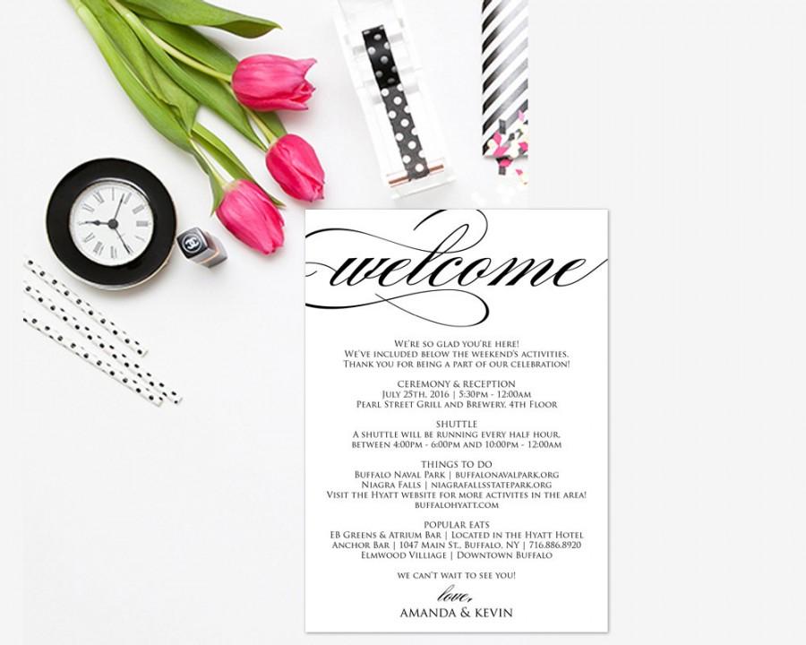 Mariage - Wedding Itinerary, Printable Itinerary, Wedding Schedule of Events, Wedding Welcome Box, Itinerary PDF, Wedding Itineraries, WBWD6