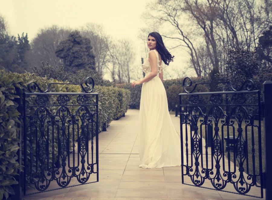 زفاف - White prom dress Floral gown Chiffon dress Simple dress Long white dress Sleeveless dress Elegant dress  White cocktail dress Formal dress