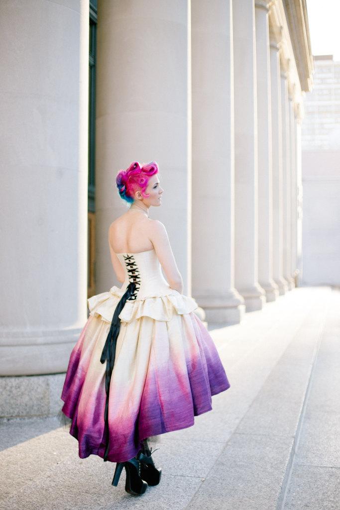 زفاف - Ombre Wedding Dress - Steampunk Fairytale Gown - Moon Fairy Goddess in Silk and Crystals -Custom to your size