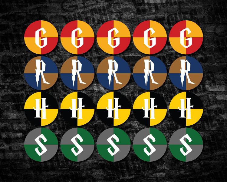 Mariage - Hogwarts Houses Printable 2" Circle Cupcake Toppers, Harry Potter Printable 2" Circle Favor Tags, Instant Download