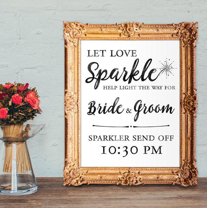 زفاف - Wedding sparkler send off sign - let love sparkle - PRINTABLE - 8x10 - 5x7 - 16x20